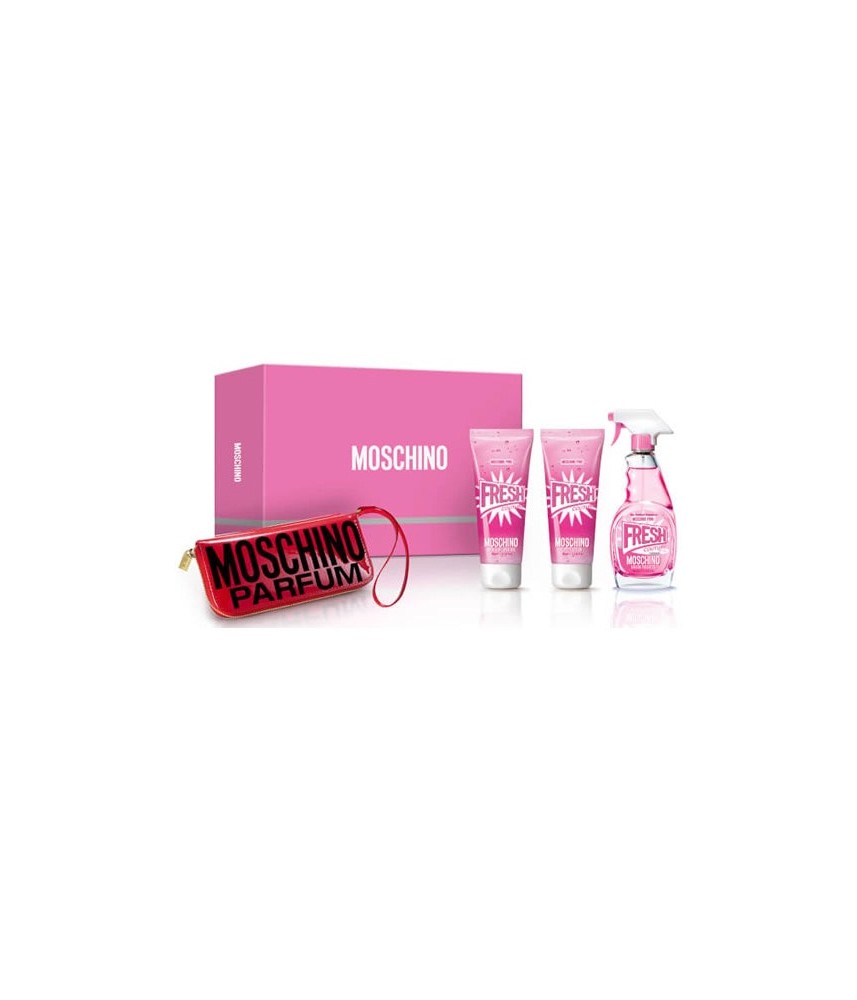 Giftset-Moschino Fresh Couture Pink For Women Edt 100ml + Bodylotion 100ml + Shower Gel 100ml + Menicure